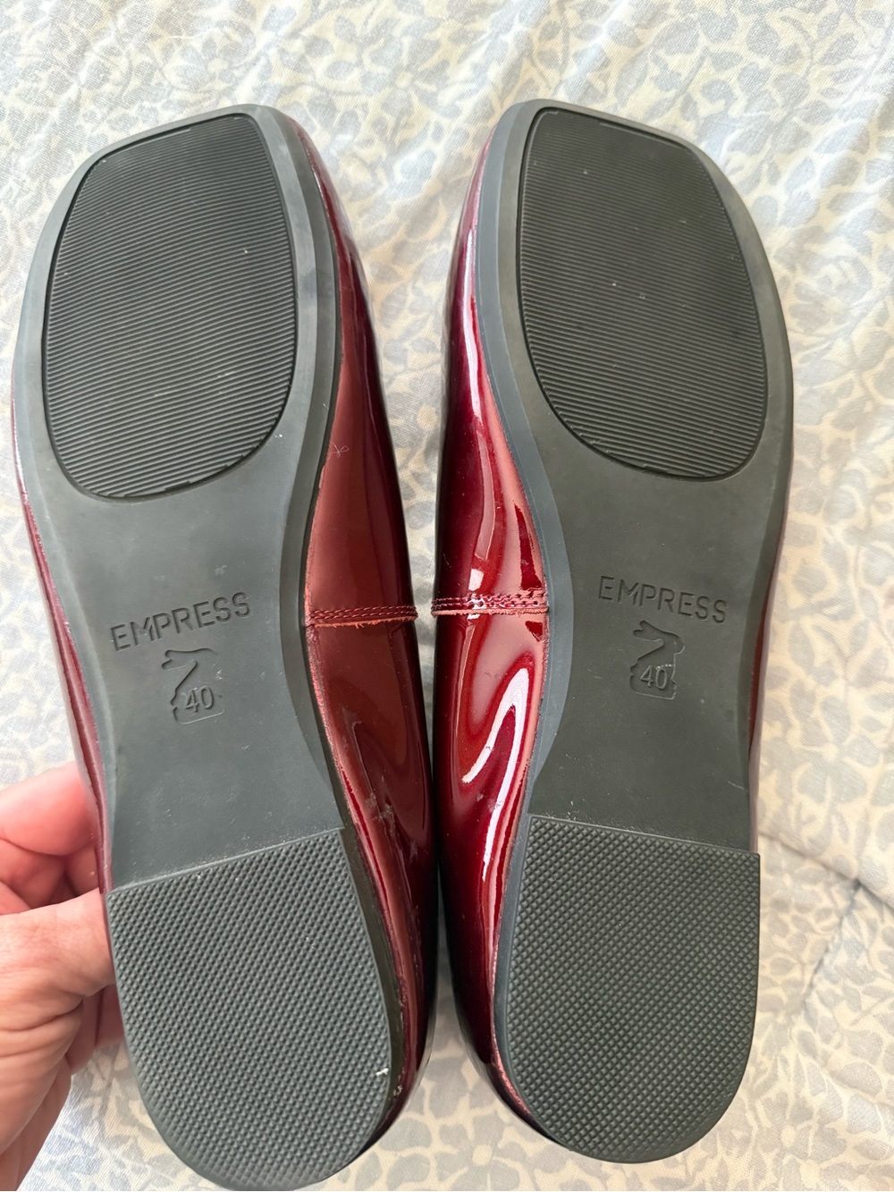 Women's Burgundy Patent Mary Jane Loafers - Picture 4 of 5